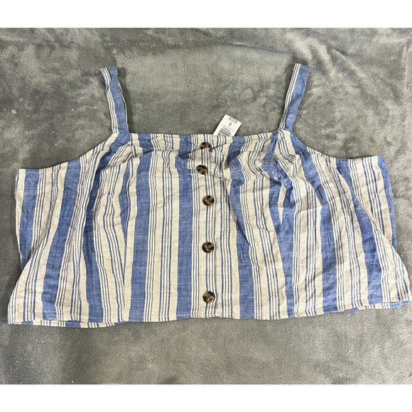 Torrid Linen Blend Blue Button Crop Tank Skirt Set Elastic Waist Smoked Sz 5X/6X - Picture 3 of 15